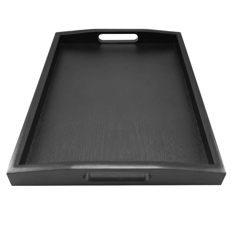 DILLMAN Serving Tray Large Black Wood Rectangle Food Tray Butler Tray Breakfast Tray with Handles (Medium) - Image 4